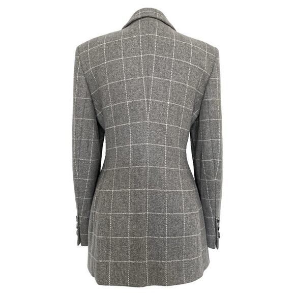 Escada Margaretha Ley Gray Windowpane Check Cashmere Blazer - US Size 6 / DE 38 - Picture 3 of 6
